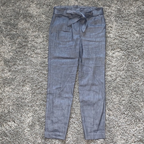 Express Pants - Express Ankle High Rise Paper Bag Waist Faux Denim